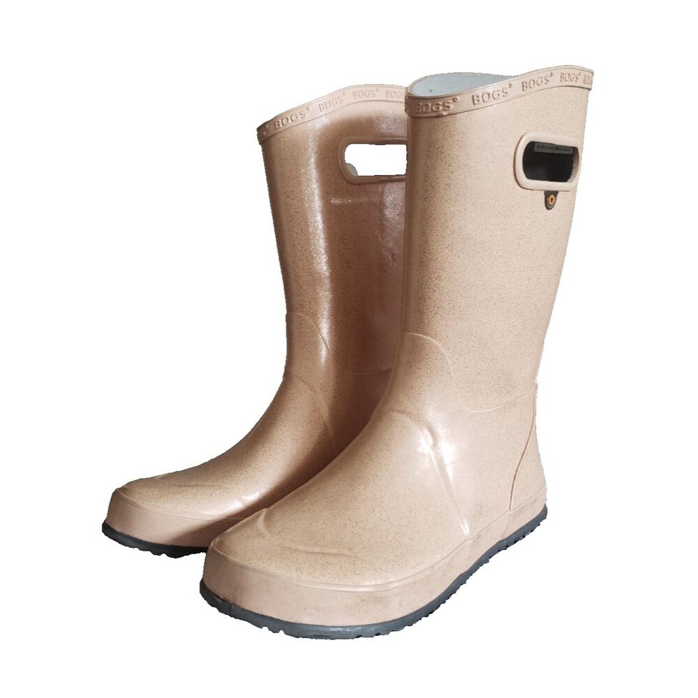 Bogs Girls Rainboot Glitter Kids' Rain Boots Rose Gold Size Youth 6 Waterproof